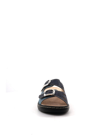 Ciabatta da donna Tiglio blu con fibbie regolabili e suola confortevole