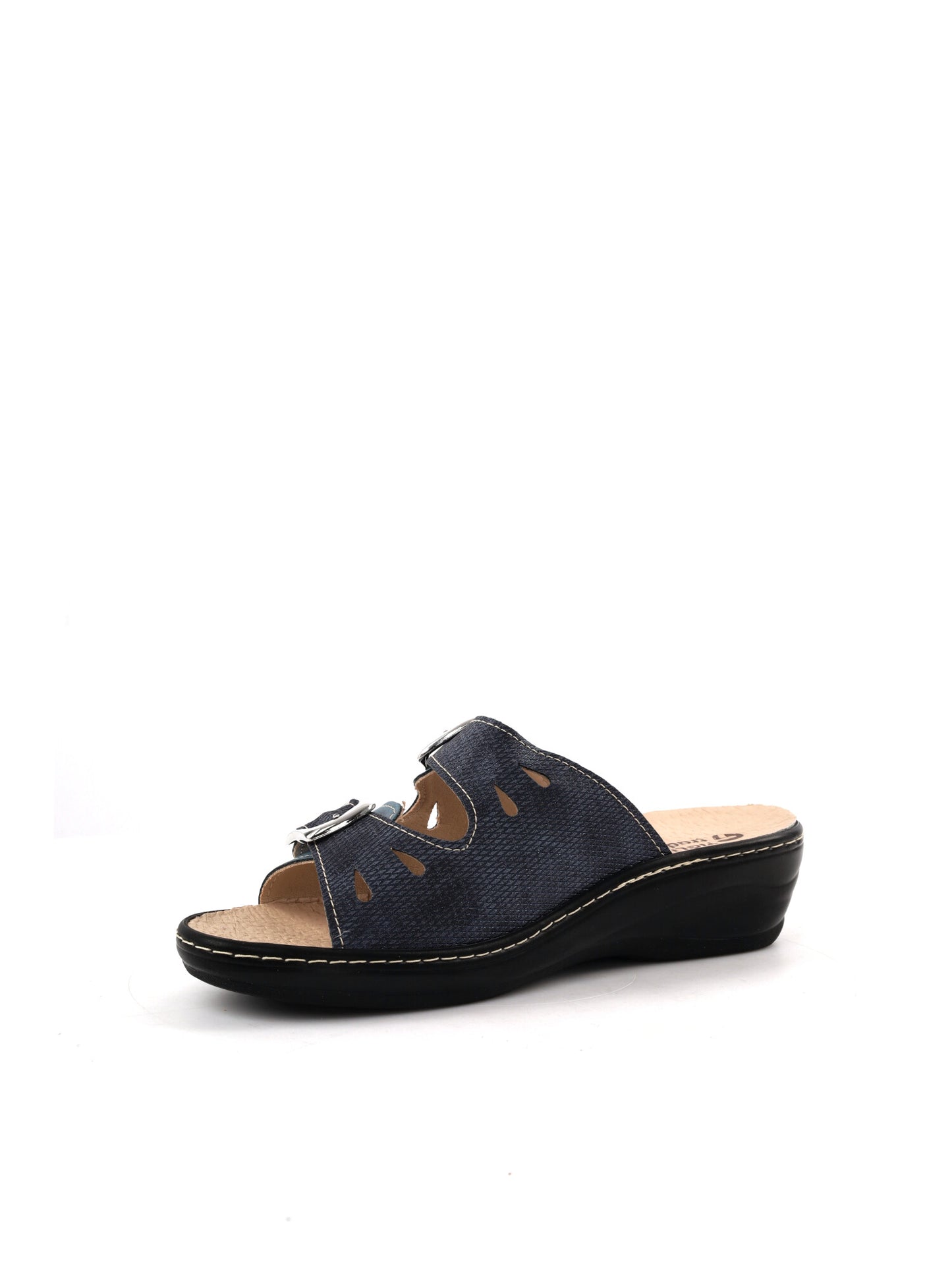 Ciabatta da donna Tiglio blu con fibbie regolabili e suola confortevole