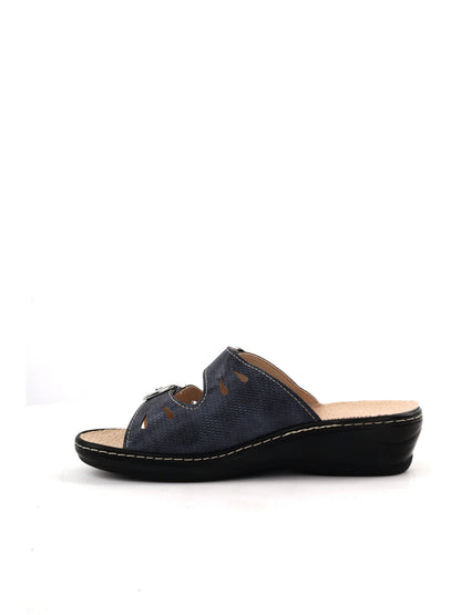 Ciabatta da donna Tiglio blu con fibbie regolabili e suola confortevole