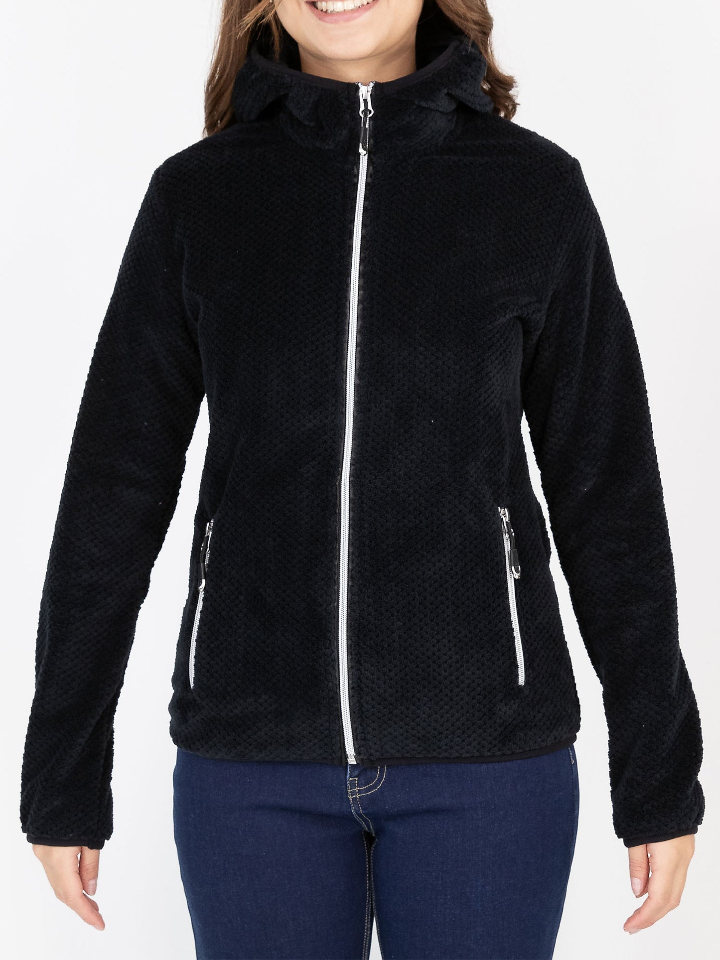 FELPA PILE CON CAPPUCCIO ASTROLABIO DA DONNA NERO