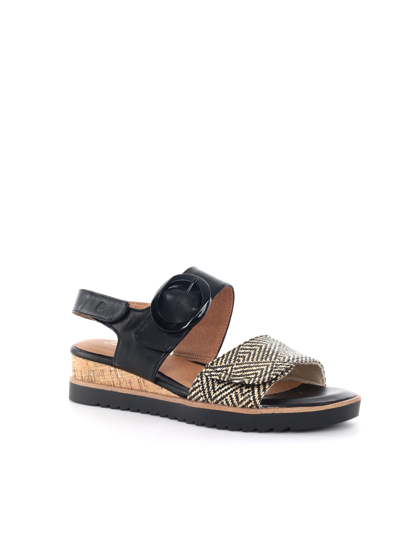 Jana sandali donna neri con zeppa confortevole