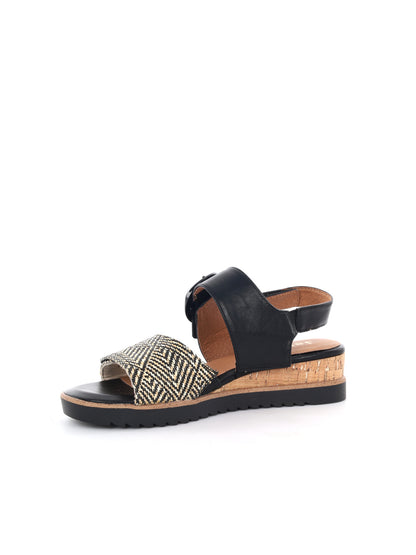Jana sandali donna neri con zeppa confortevole