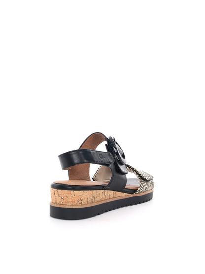 Jana sandali donna neri con zeppa confortevole