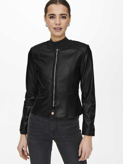 Giubbino ecopelle Only Saramy nero da donna con zip