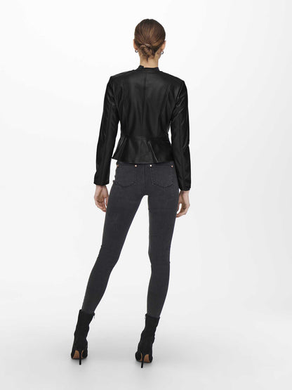 Giubbino ecopelle Only Saramy nero da donna con zip