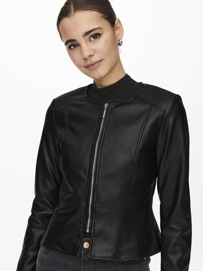 Giubbino ecopelle Only Saramy nero da donna con zip
