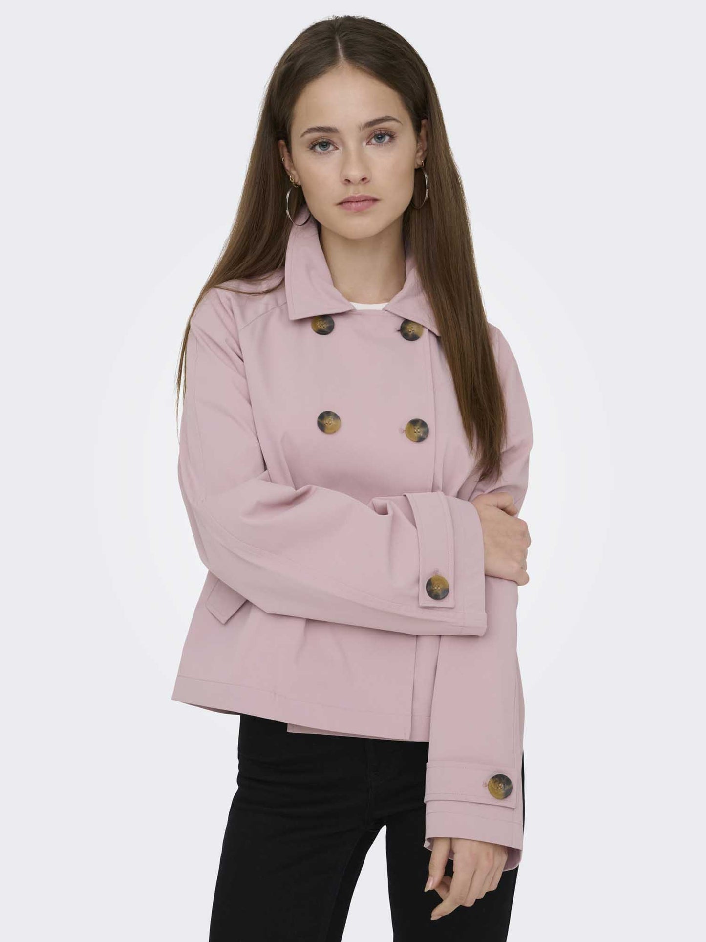 Trenchcoat Only Onlapril rosa da donna in stile classico
