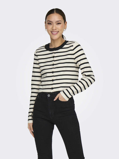 ONLY FIE LS CARDIGAN - NERO-BIANCO
