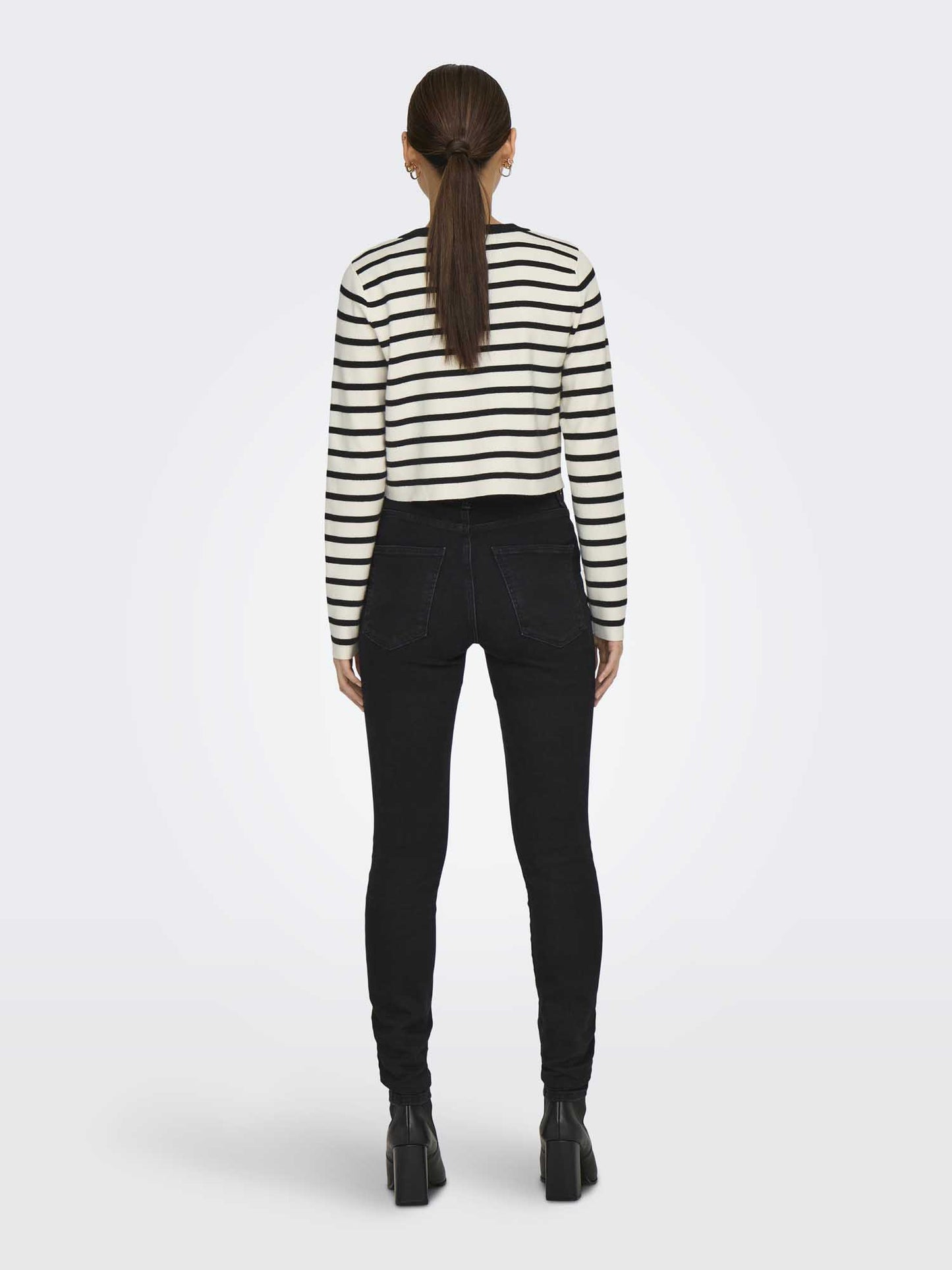 ONLY FIE LS CARDIGAN - NERO-BIANCO