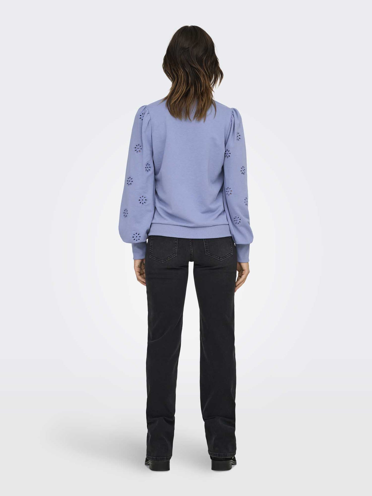 Felpa da donna Only azzurra con ricamo e vestibilità regular