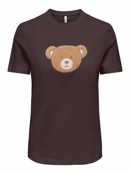 Only Teresa, t-shirt maniche corte da donna marrone