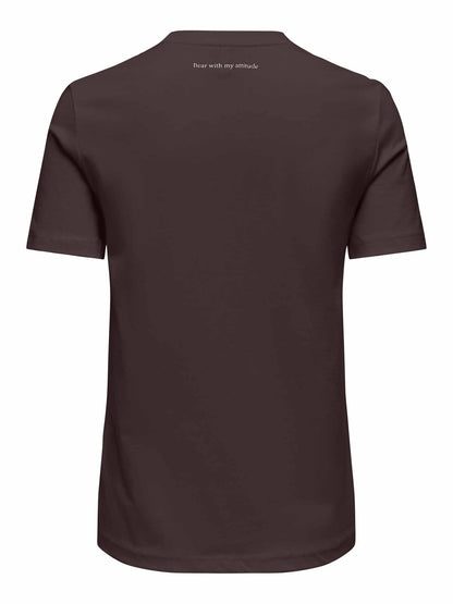 Only Teresa, t-shirt maniche corte da donna marrone