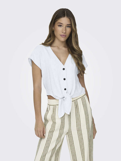 Only Siesta, camicia da donna bianca in lino