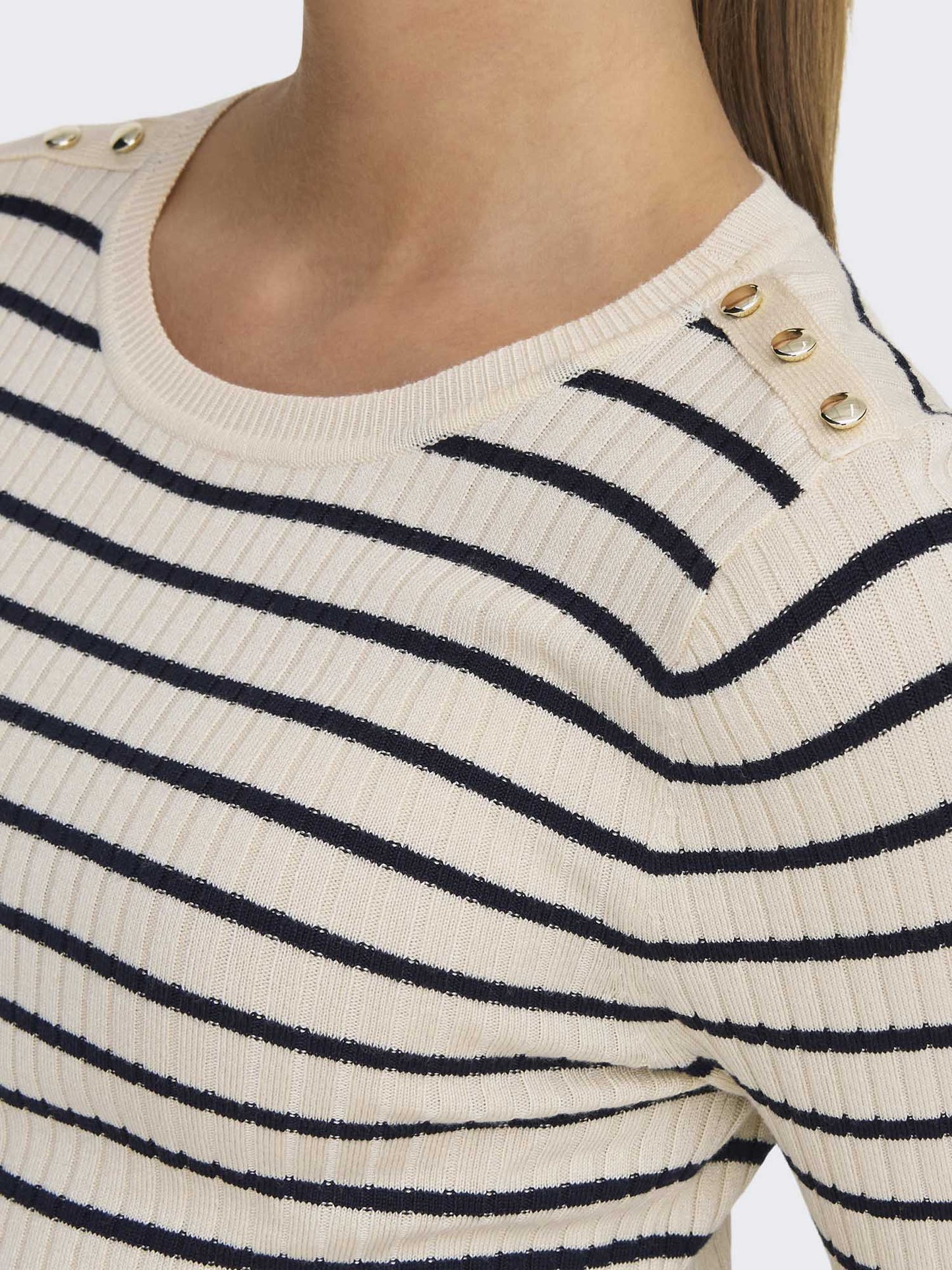 ONLY MILA LS STRIPE - BIANCO-BLU