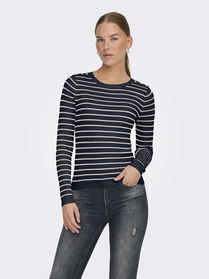 ONLY MILA LS STRIPE - BLU-BIANCO