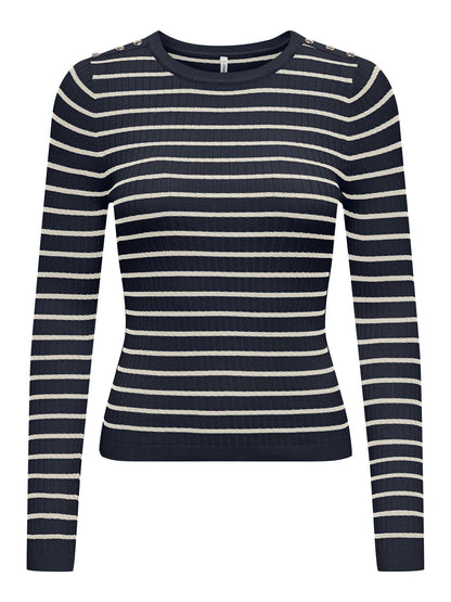 ONLY MILA LS STRIPE - BLU-BIANCO