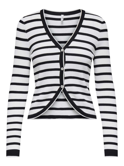 ONLY MEDDI LS V-NECK - NERO-BIANCO