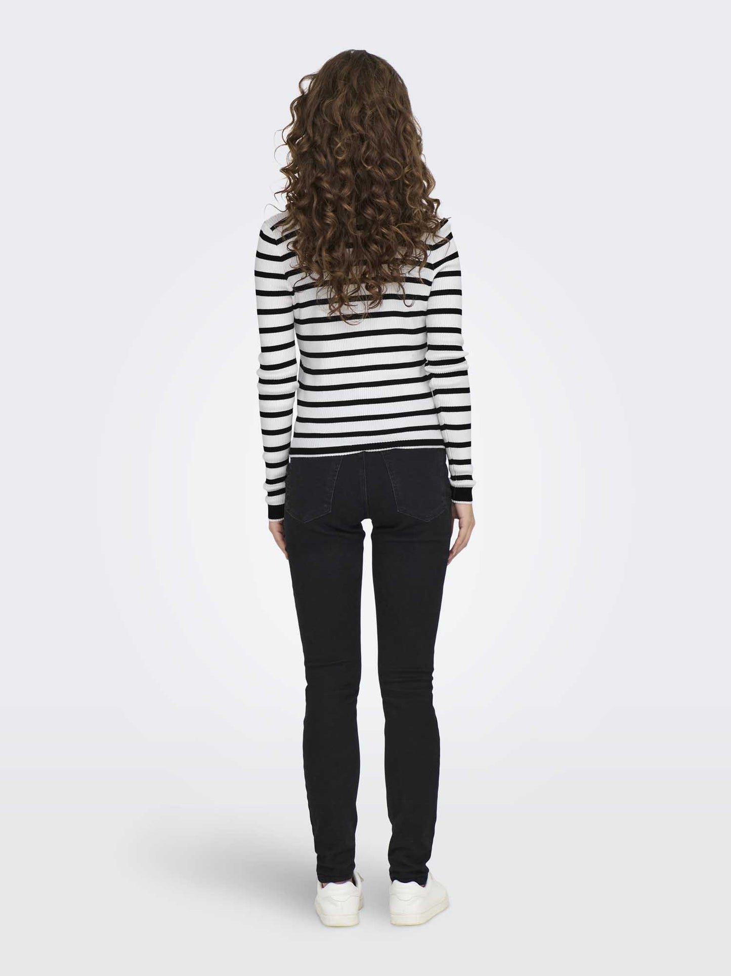 ONLY MEDDI LS V-NECK - NERO-BIANCO