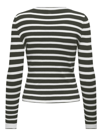ONLY MEDDI LS V-NECK - BIANCO-NERO