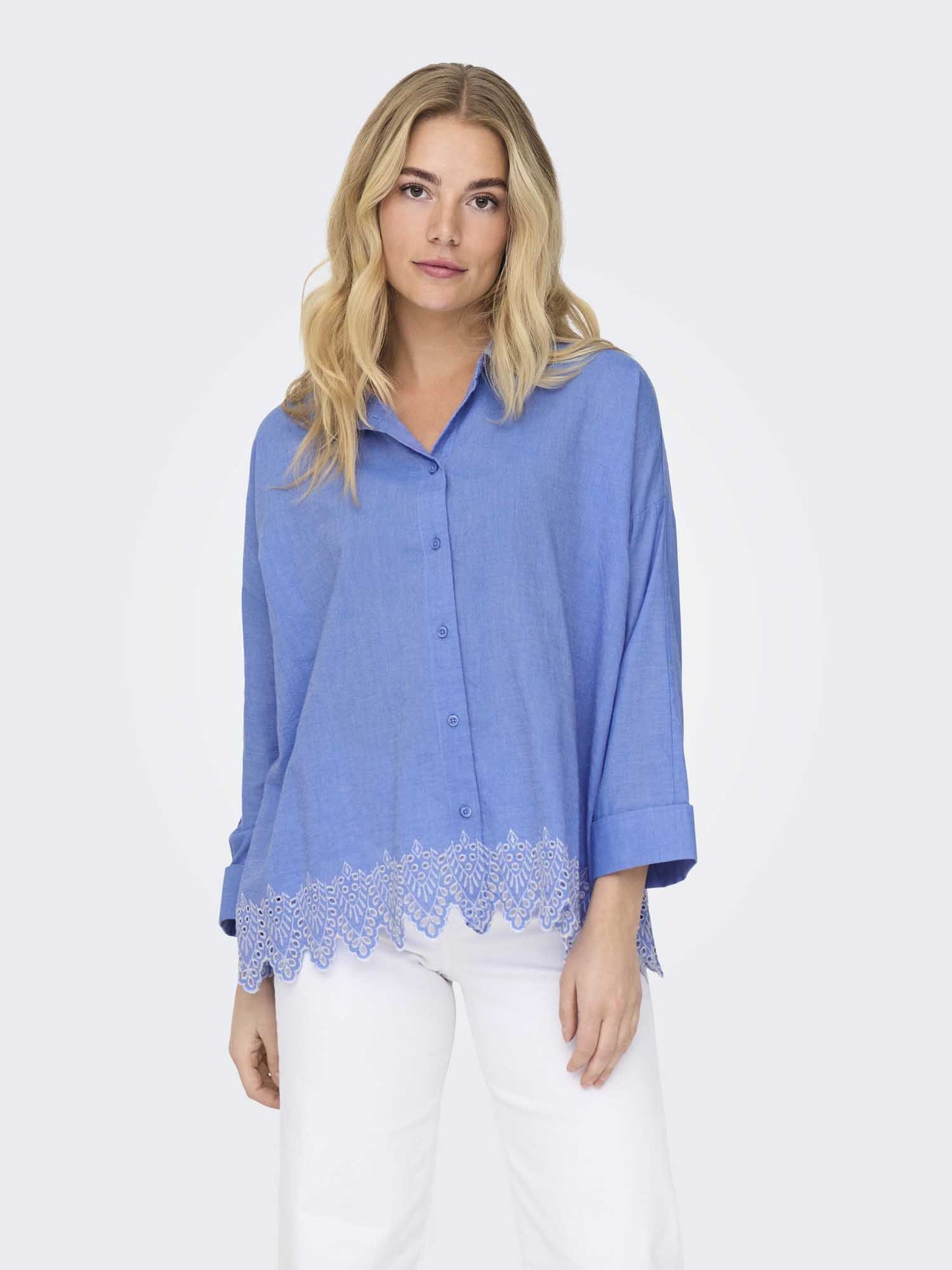 Only Graces, camicia donna azzurra per la primavera estate