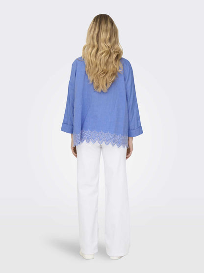 Only Graces, camicia donna azzurra per la primavera estate