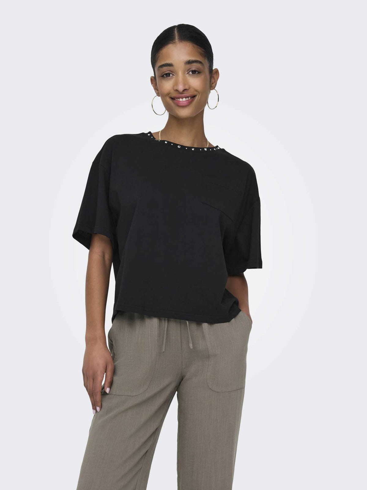 Only terza t-shirt da donna nero
