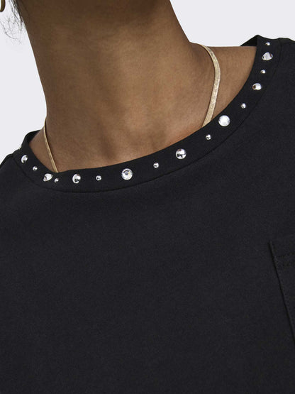 Only terza t-shirt da donna nero