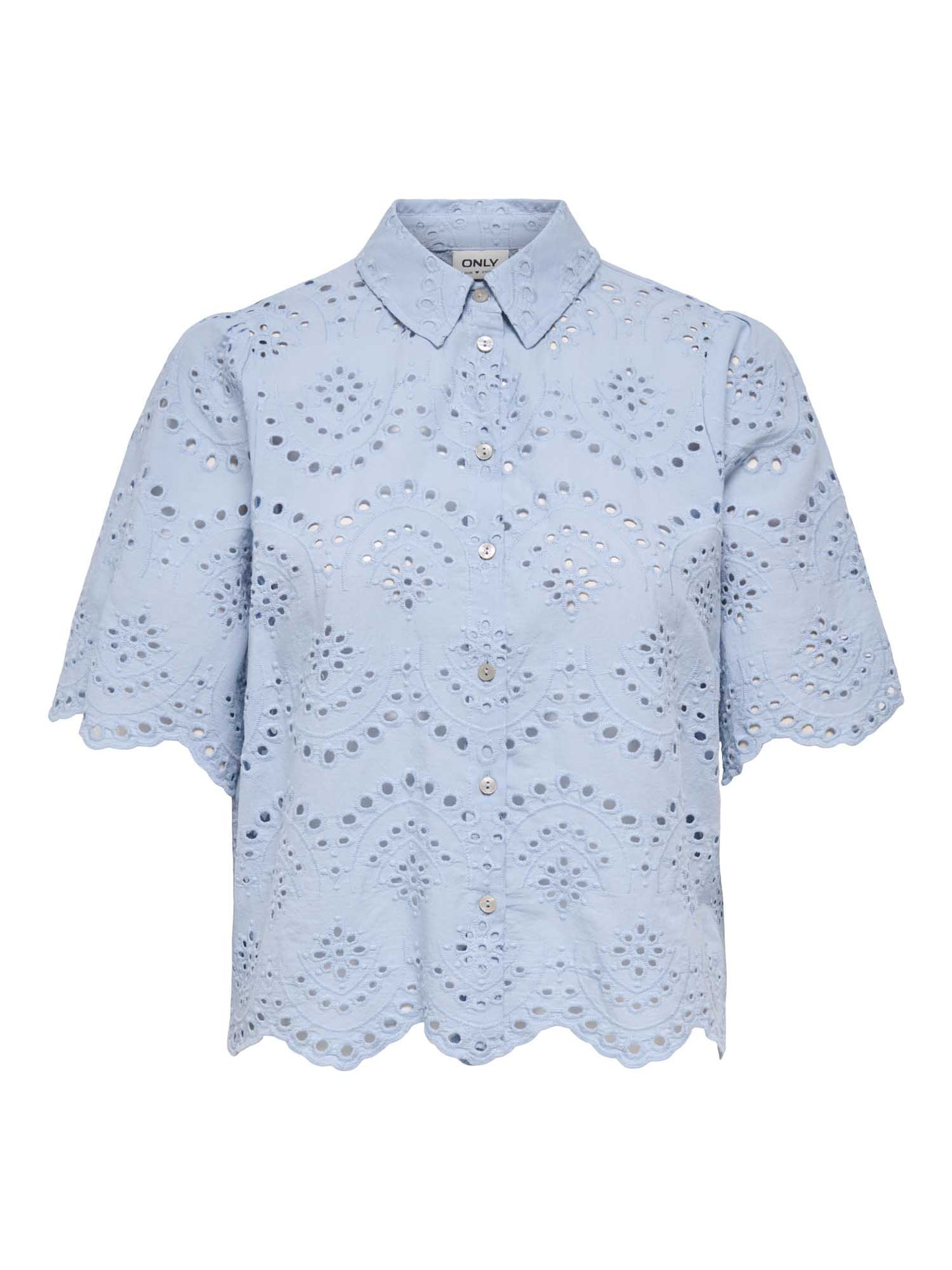 Camicia donna Only Valais azzurra con dettagli ricamati