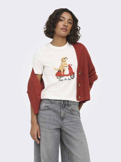 Only Baria, t-shirt da donna panna