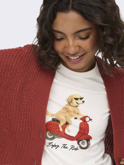 Only Baria, t-shirt da donna panna