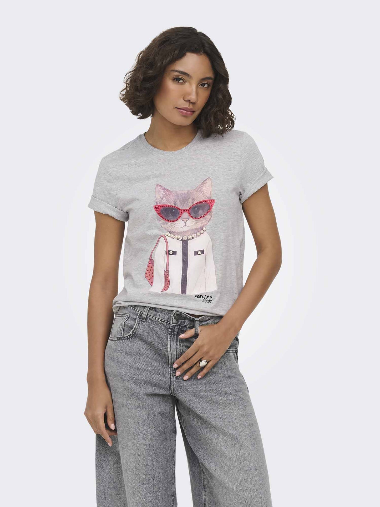 Only Baria, t-shirt maniche corte da donna grigia