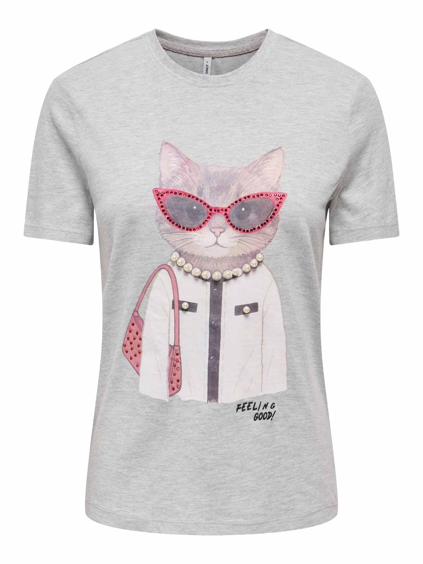 Only Baria, t-shirt maniche corte da donna grigia