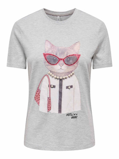 Only Baria, t-shirt maniche corte da donna grigia