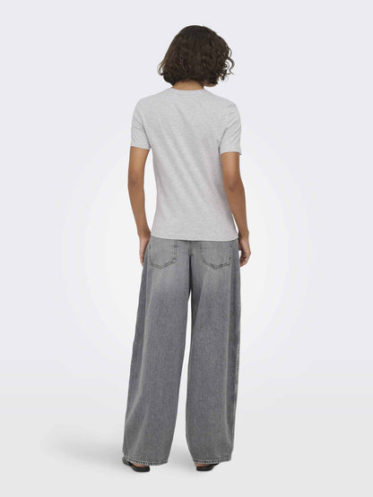 Only Baria, t-shirt maniche corte da donna grigia