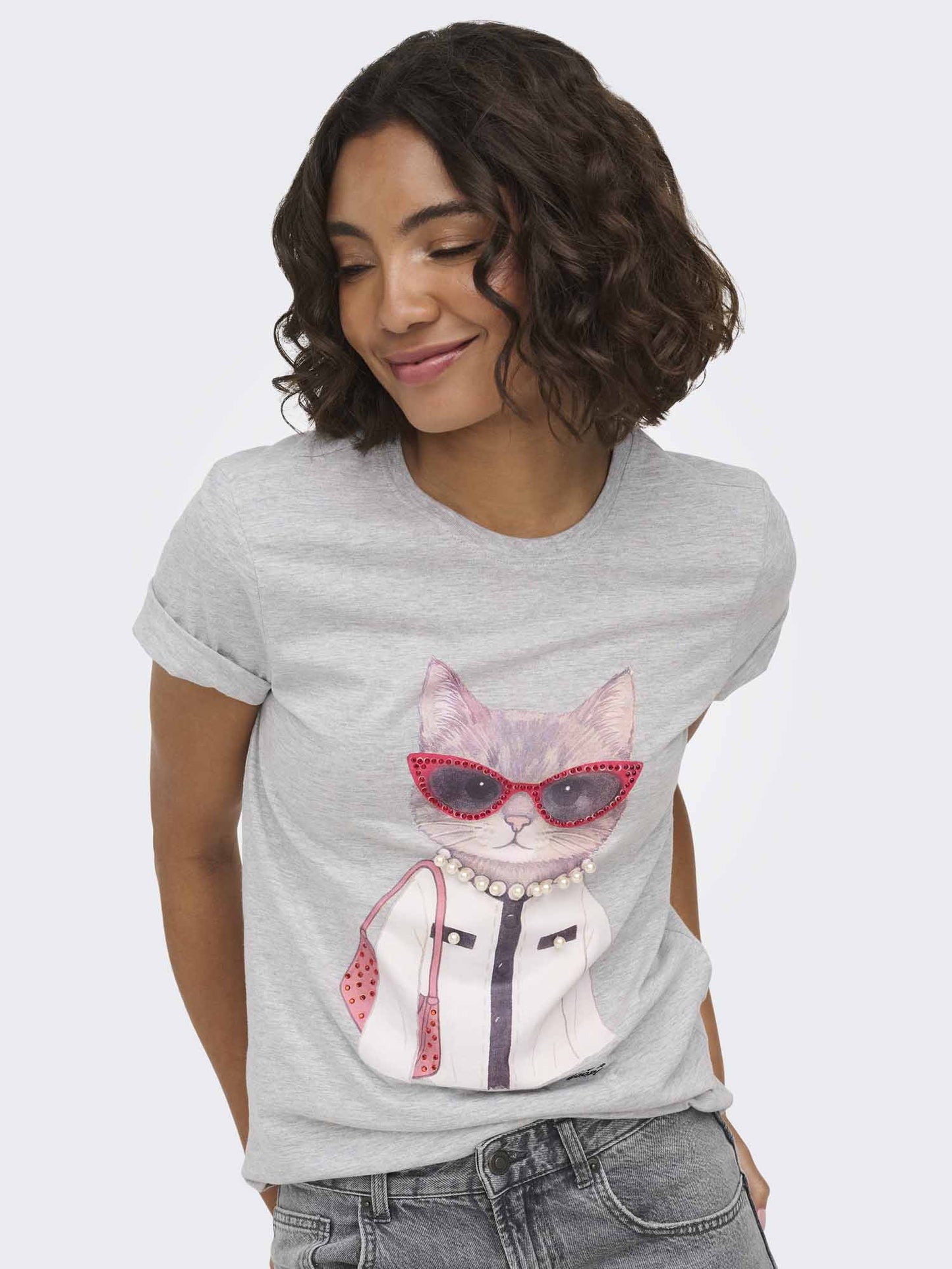 Only Baria, t-shirt maniche corte da donna grigia