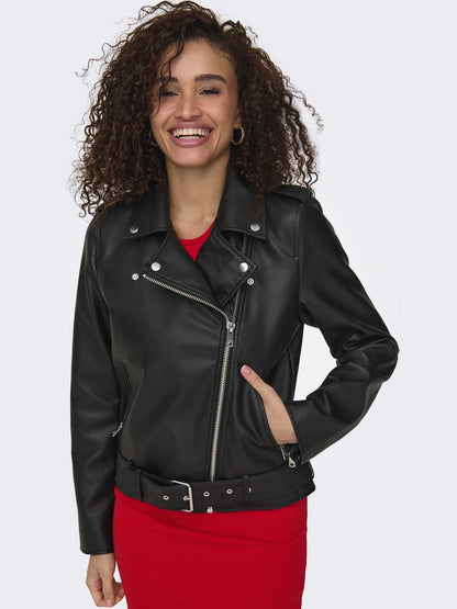Giubbotto biker Only Onlmille in ecopelle nero da donna