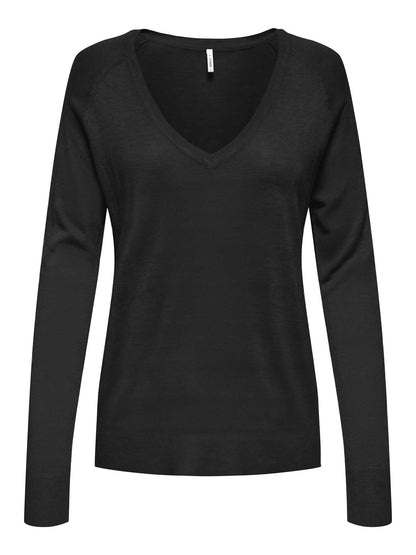 Only Vienna, maglia da donna con scollo a V nera