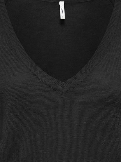 Only Vienna, maglia da donna con scollo a V nera
