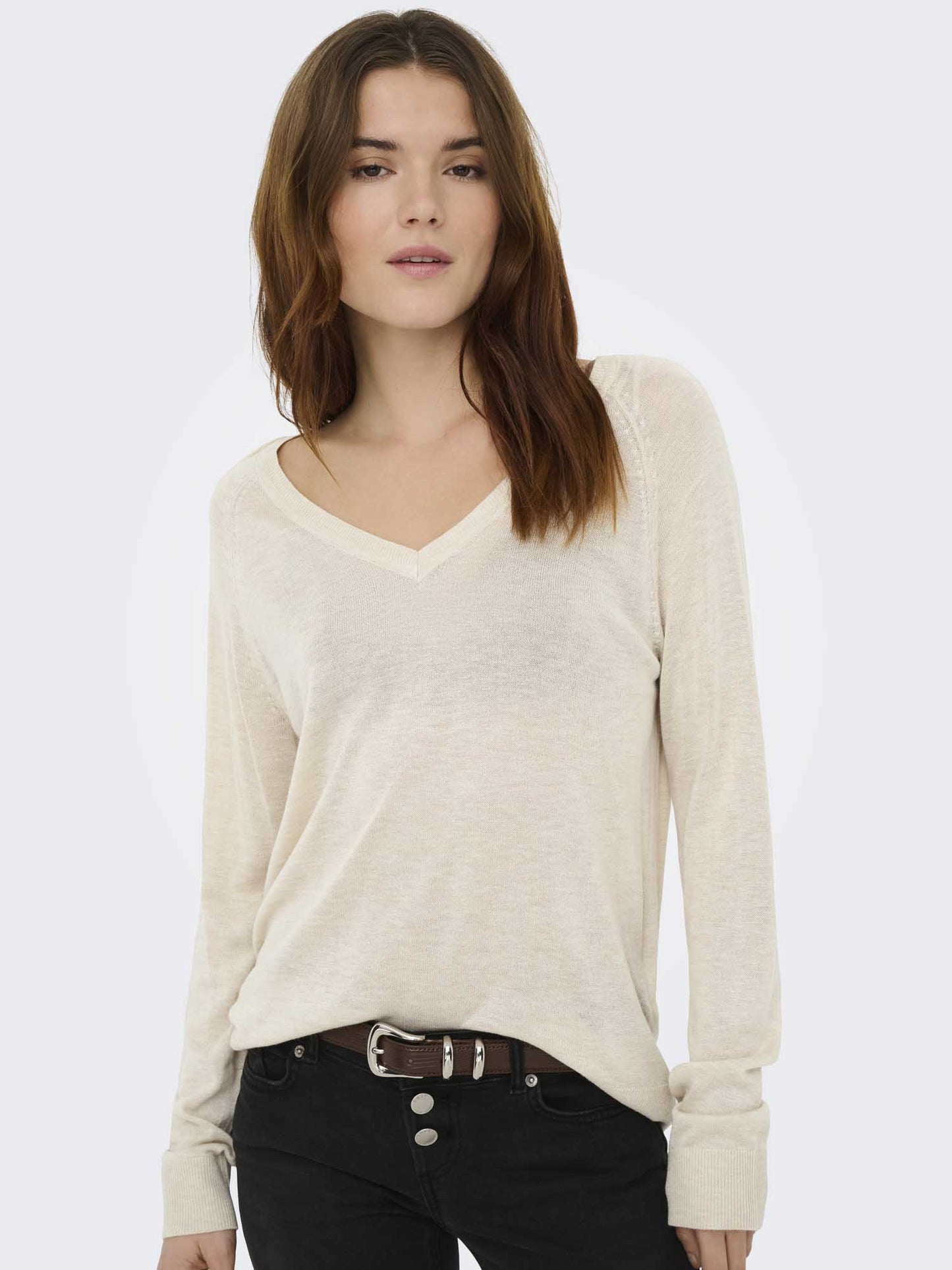 Only Vienna, maglia leggera da donna in cotone beige