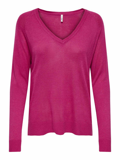 Only maglia donna in morbido tessuto fucsia per look casual