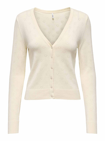 Cardigan donna Only Onlmeddi panna con scollo a V