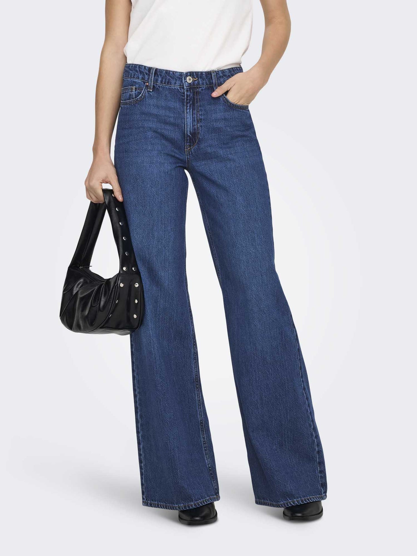 Only Madisson, jeans wide leg dark da donna in cotone