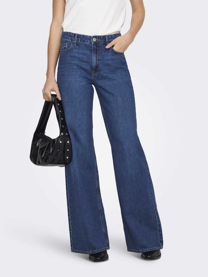 Only Madisson, jeans wide leg dark da donna in cotone