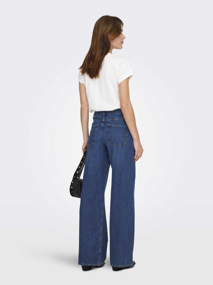 Only Madisson, jeans wide leg dark da donna in cotone