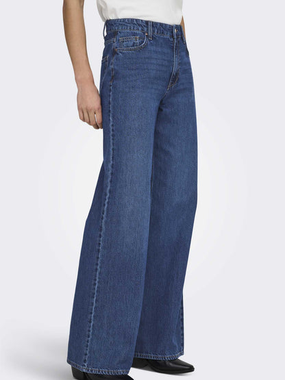 Only Madisson, jeans wide leg dark da donna in cotone