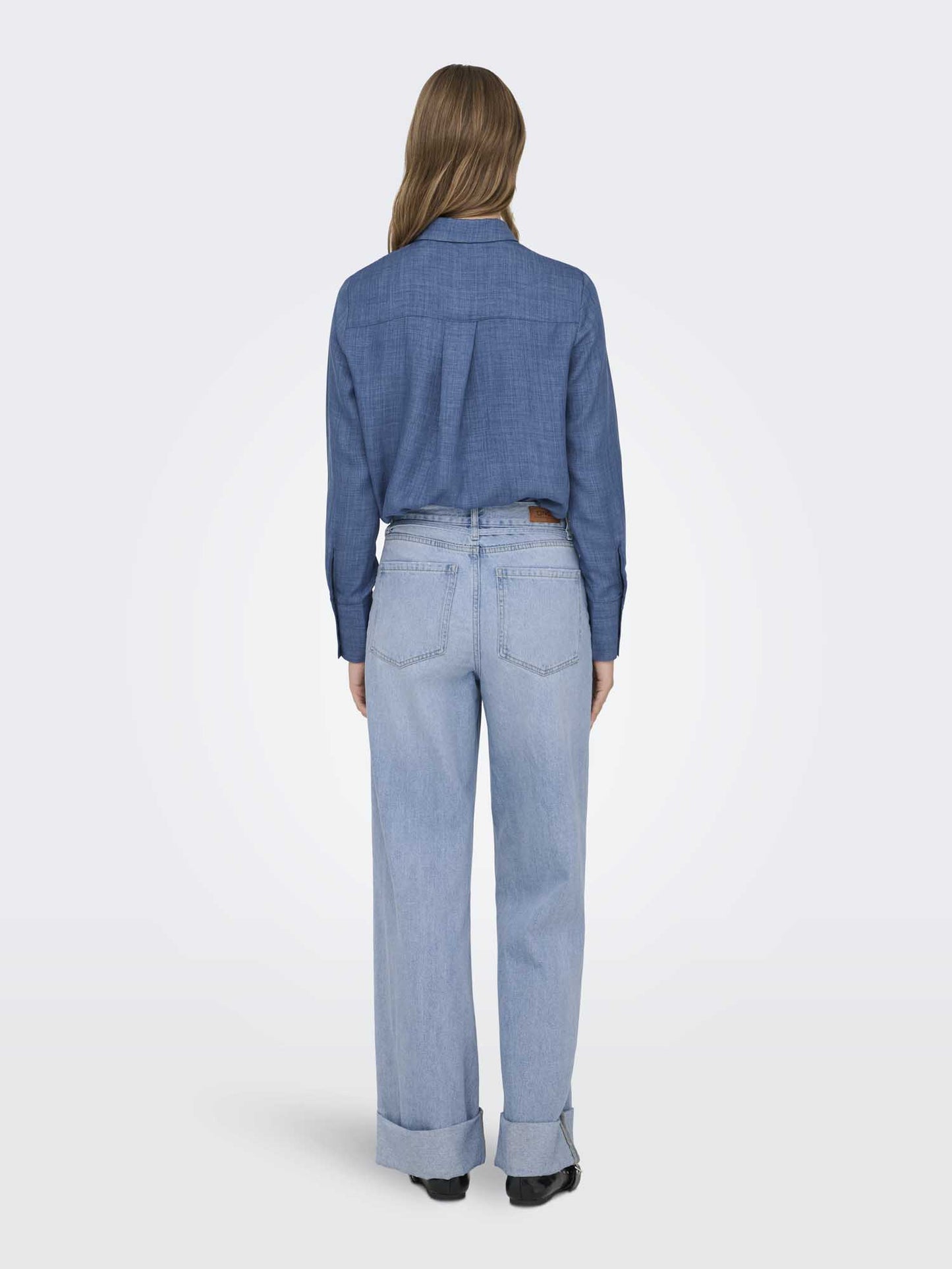 Jeans Only Onlbroome unisex adulto in denim chiaro a vita alta con cintura