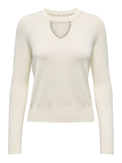 Maglia Only Onlvenice Life da donna beige con dettagli brillanti