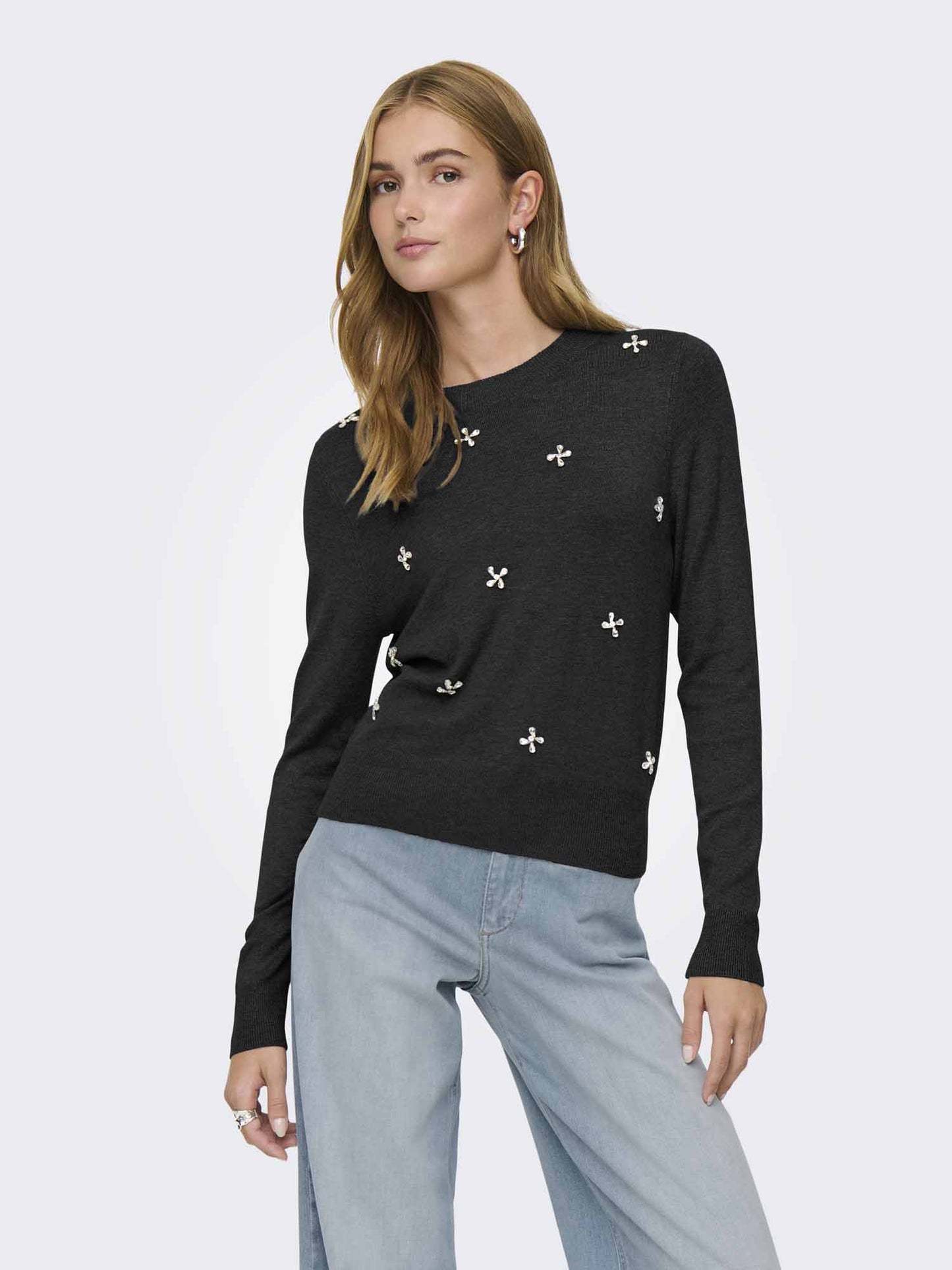 Pullover donna Only nero con collo alto e zip sul retro