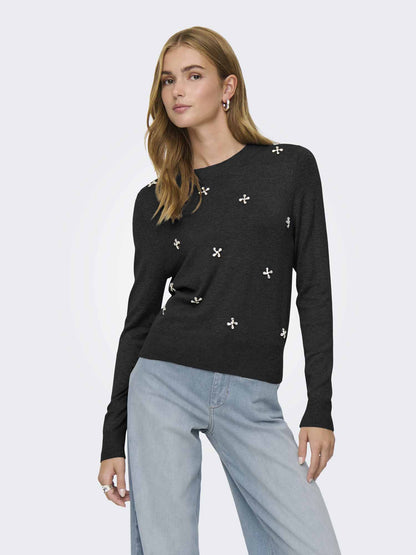 Pullover donna Only nero con collo alto e zip sul retro