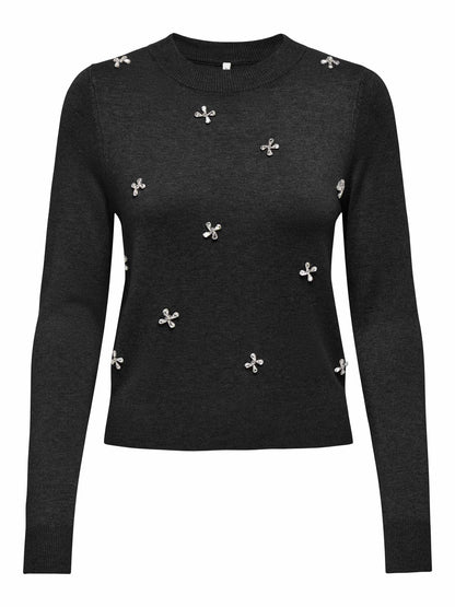 Pullover donna Only nero con collo alto e zip sul retro